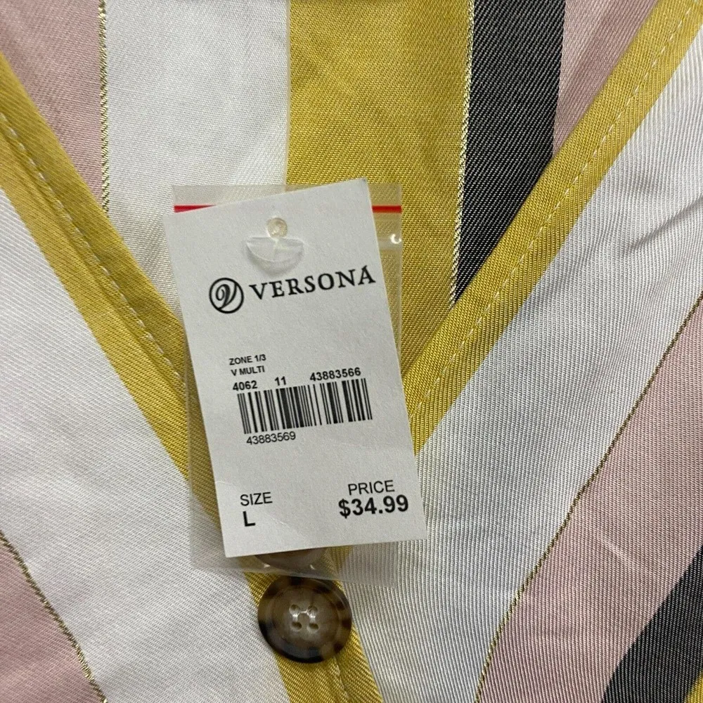 Eci womens v neck multi striped tops blouse size Large new with tag NWT - Image 13