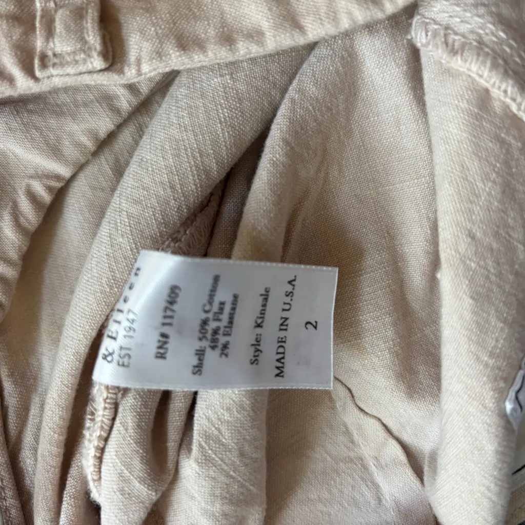 Frank & Eileen Kinsale Performance Cotton Linen Crop Pants Size 2 Seashell Cream - Image 10