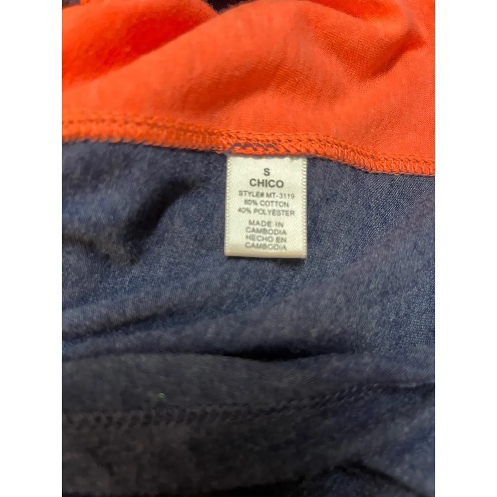 Zenana Color Block Tee Dress Blue Neon Orange S - Image 6