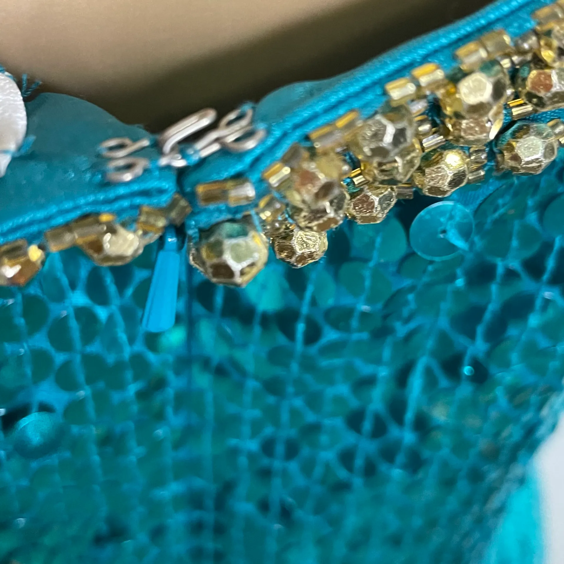 By Della Roufogali Green Sequin with Gold Beaded Neckline Mini Dress 8 - Image 8