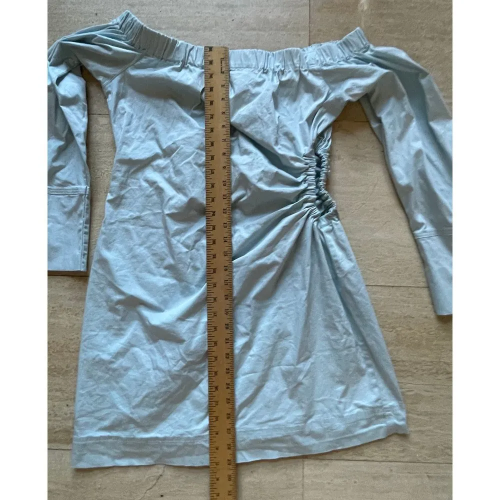 Light Blue Off-Shoulder NAKD Ruched top Long Sleeves Party Wear NWT size 42 US10 - Image 4