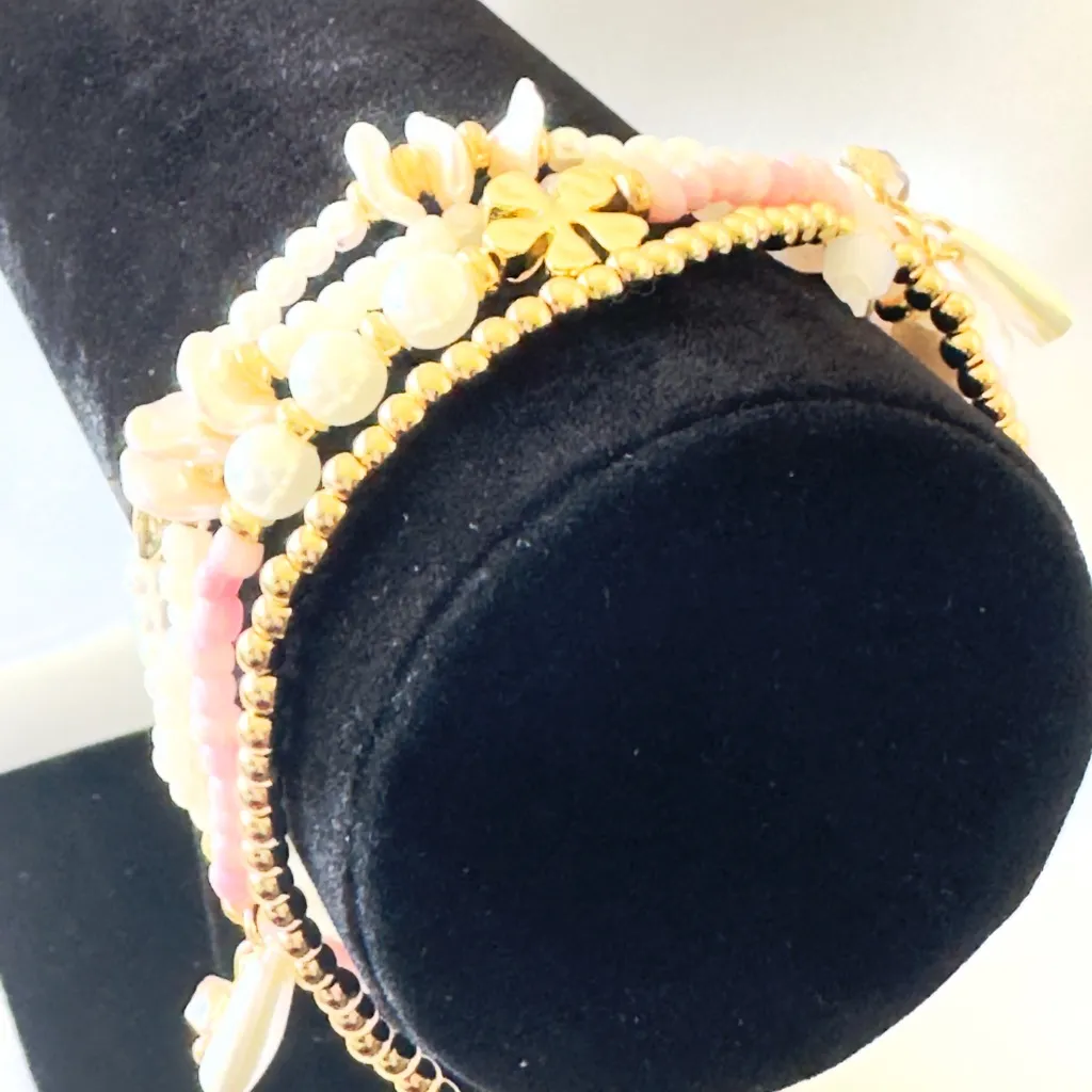 New Style & Co Women’s 4-Pc. Set Mixed Bead Stretch Bracelet Gold - Image 3