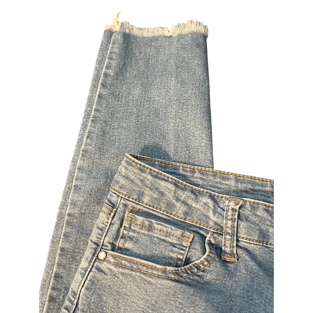 Tinseltown Skinny Jeans Light Blue Raw Hem Ankle Size 7/28 Womens Denim - Image 4