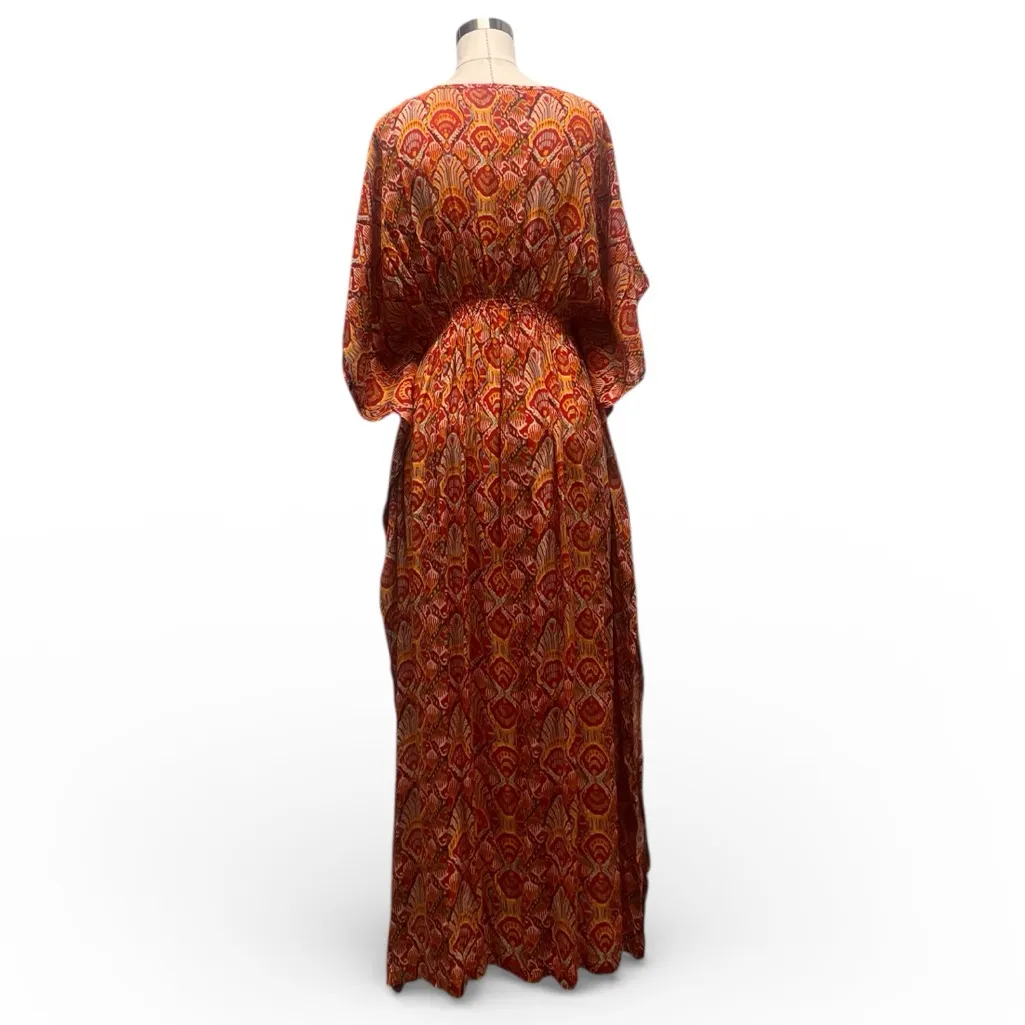Rujuta Sheth Marie Cinch Kaftan Red Ikat Orange - Image 6