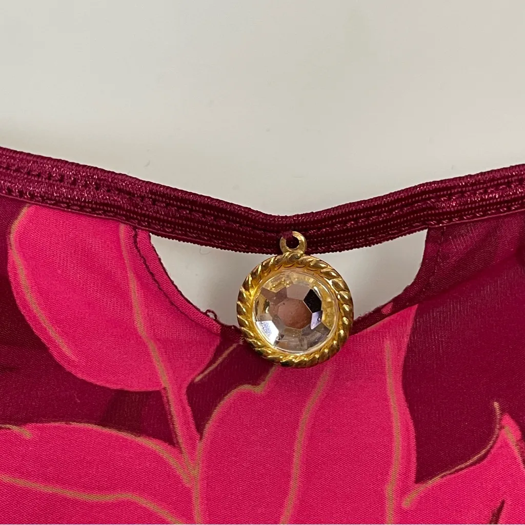 Biatta Tank Top Camisole Leaf Print Jewel Neckline Size‎ Small 5 Pink Cami Women - Image 6