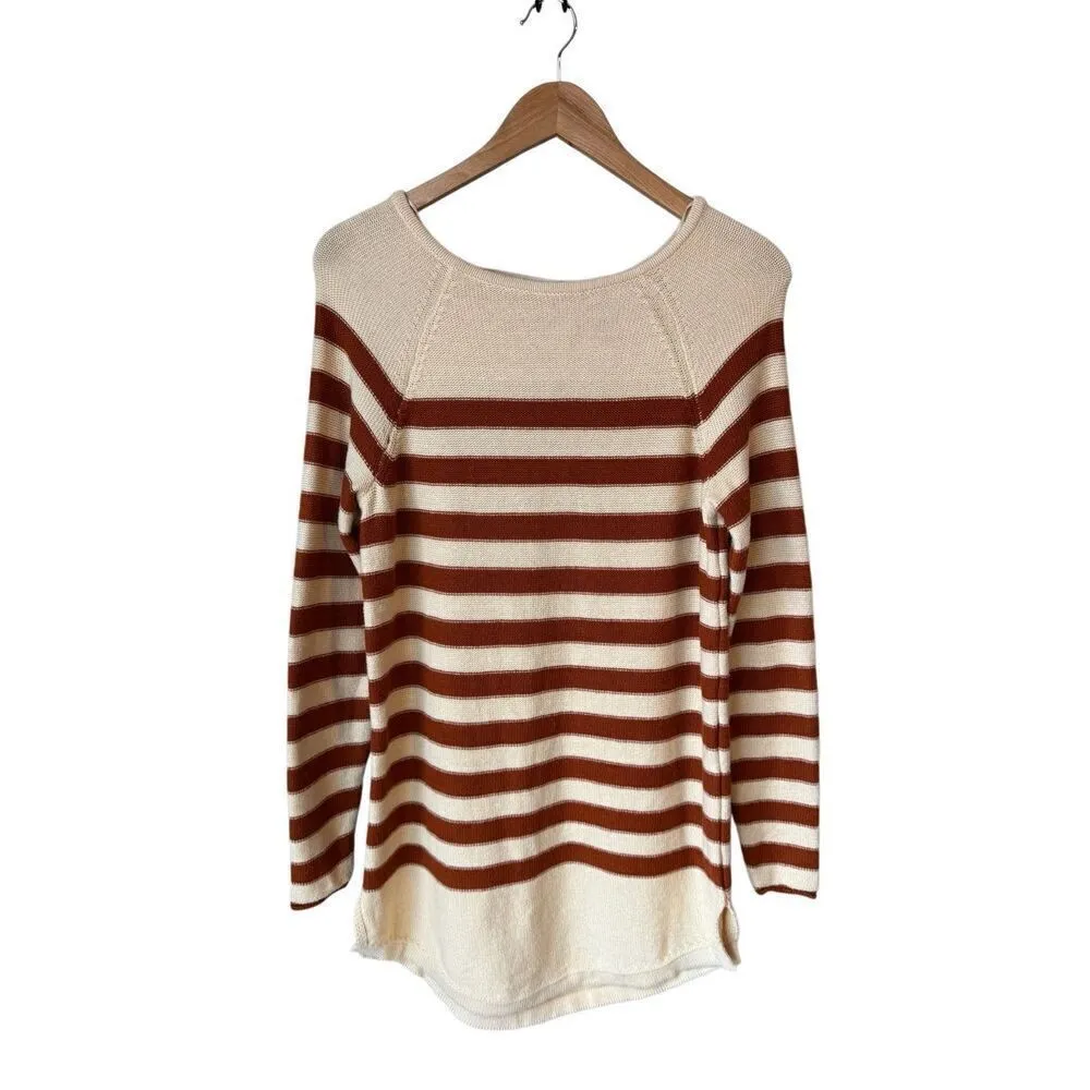 Free People Beach 100% Cotton Striped Renegade Tunic Sweater - Image 3