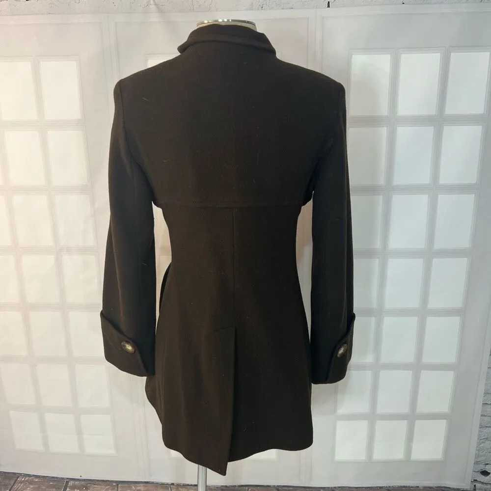 Michael Michael Kors Brown Double Breasted Wool Blend Lined Peacoat Size Medium - Image 6