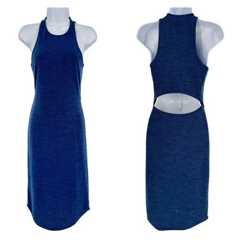 NWT Abercrombie & Fitch MIDI dress blue Heathered open back cut out size small‎ - Image 2
