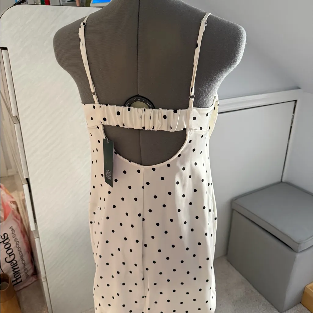 White Polka Dot Dress with Bow - Image 2