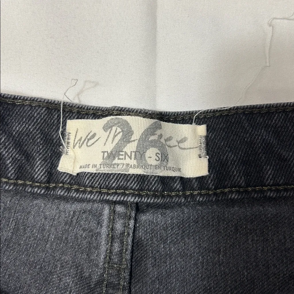 Free People We the Free Lita Jeans Black Split Hem Distressed Size 26 High Rise - Image 5