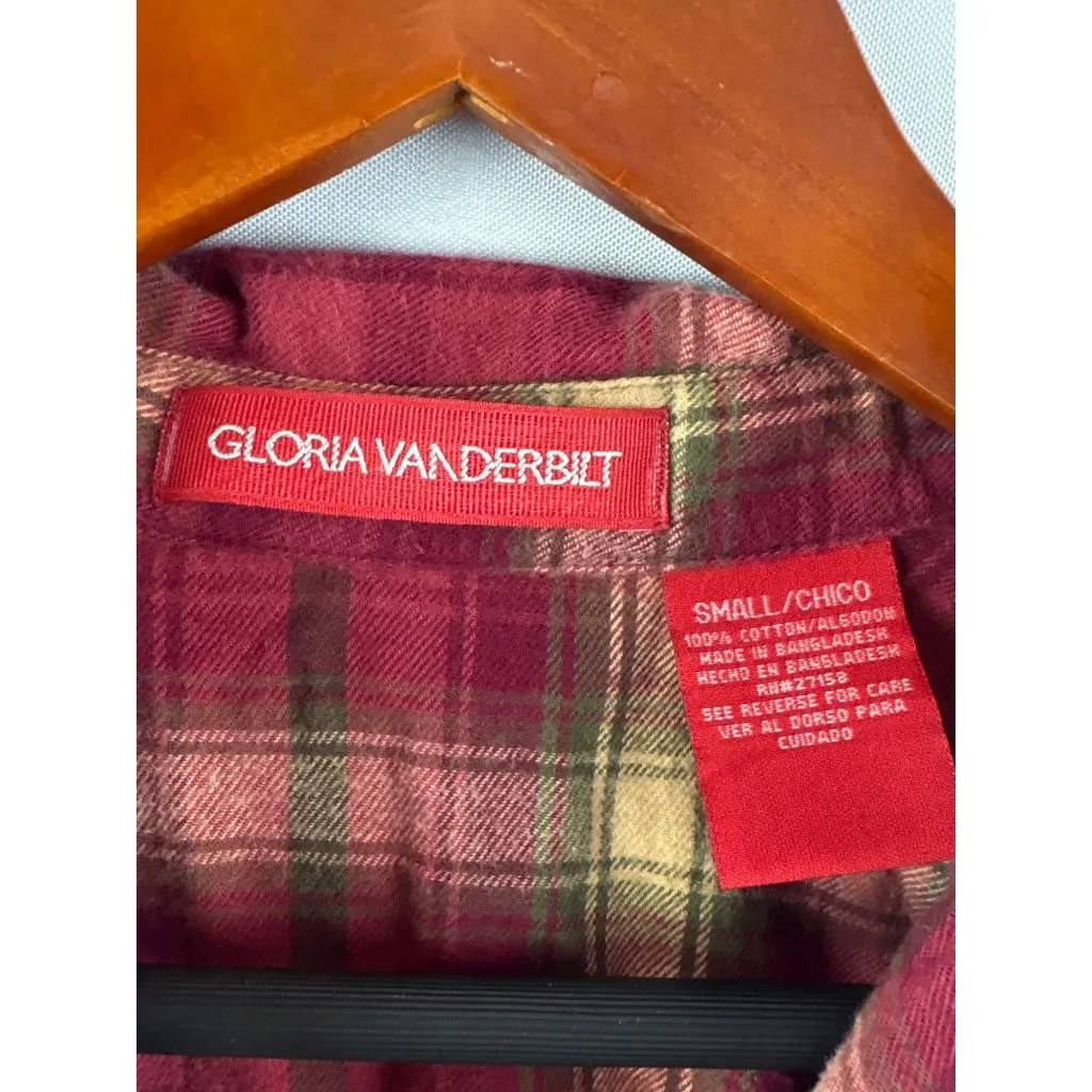 Gloria Vanderbilt Womens Plaid Flannel Shirt Size S Buttoned Pockets - Image 4
