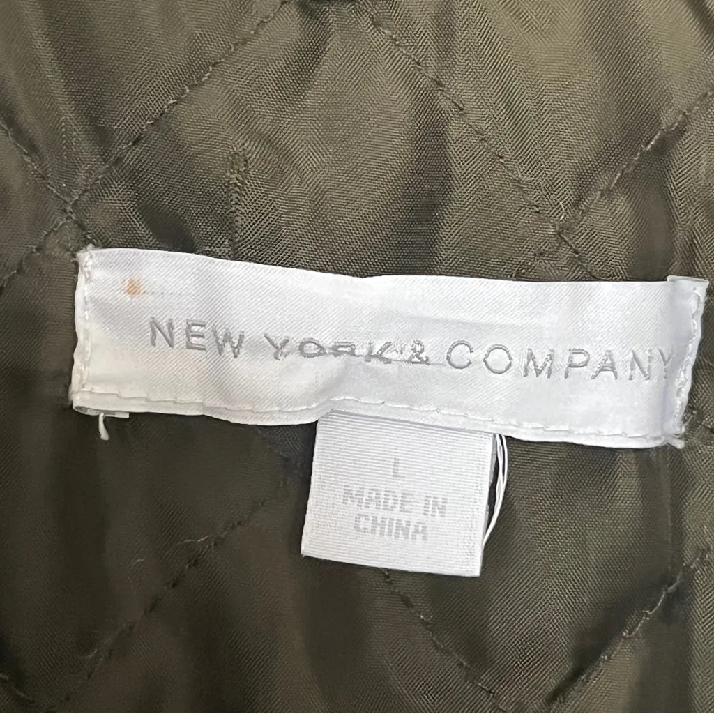 New York & Company Dark Olive Utility Jacket Large Green - Image 5
