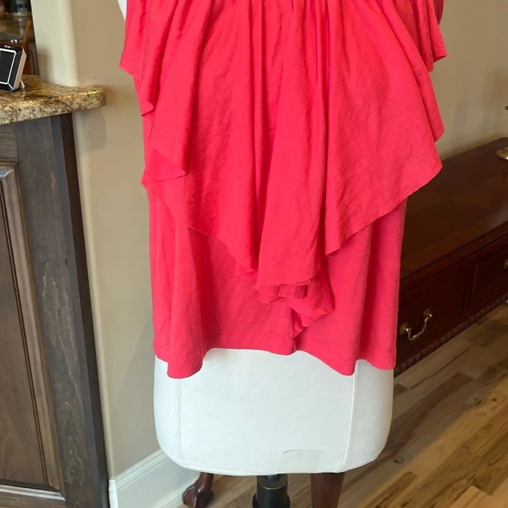 Charlotte Russe Tank Top Coral Salmon Pink Ruffle Knit - Image 5