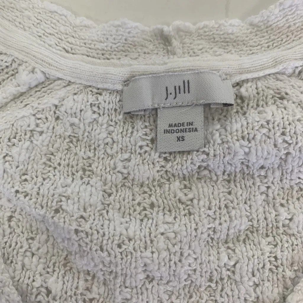 J Jill Knit‎ Top XS White Short Sleeve Cotton Blend Casual Basic - Image 3