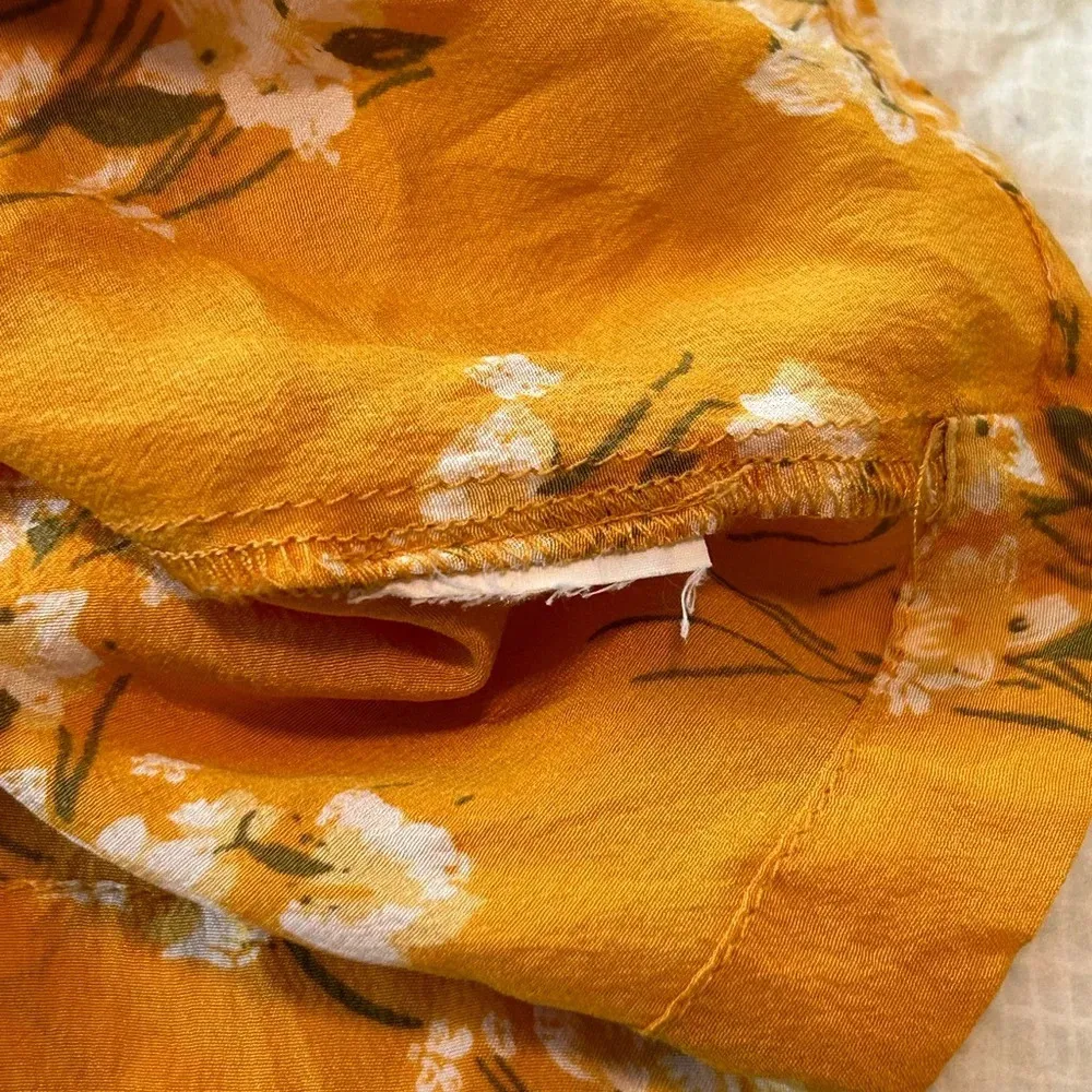 Madewell Silk Button-Back Tie Tee in Butterfly Garden XXS Orange - Image 7