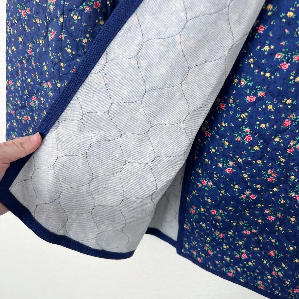 [Vintage] 70s Meadowbank Blue Floral Print Quilted Wrap Skirt A - Image 7