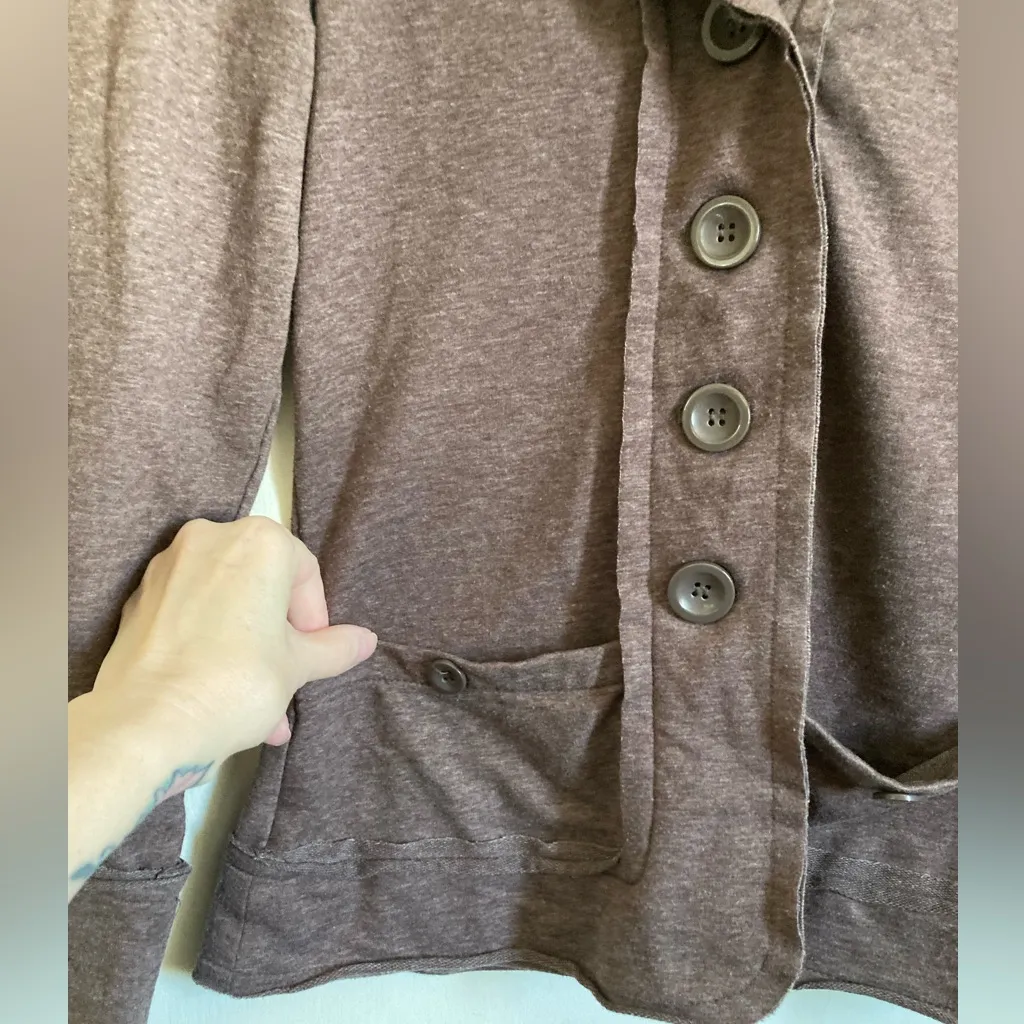 🌞Annabella Mauve Button Front Hooded Lightweight Jacket #S Purple - Image 6