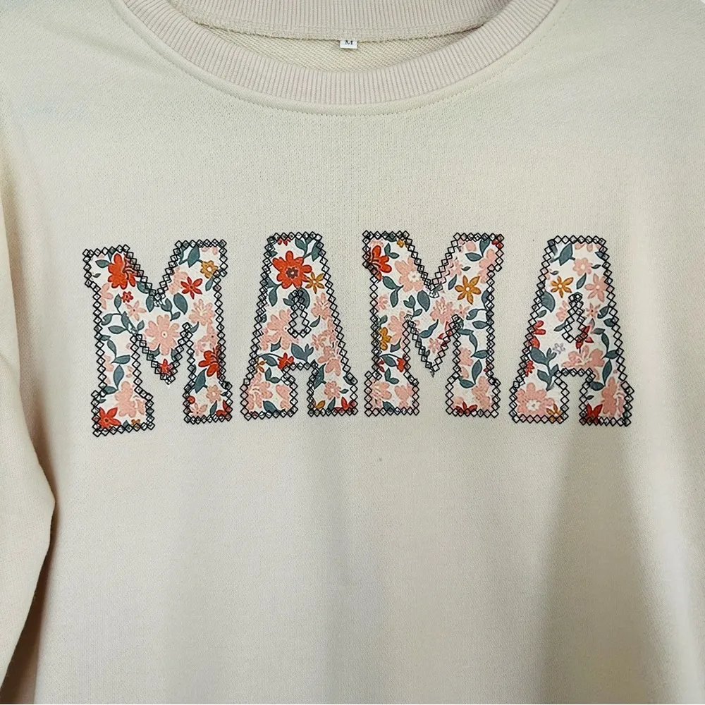 Amazon ‘MAMA’ Cream Crew Neck Sweater M NWOT - Image 3