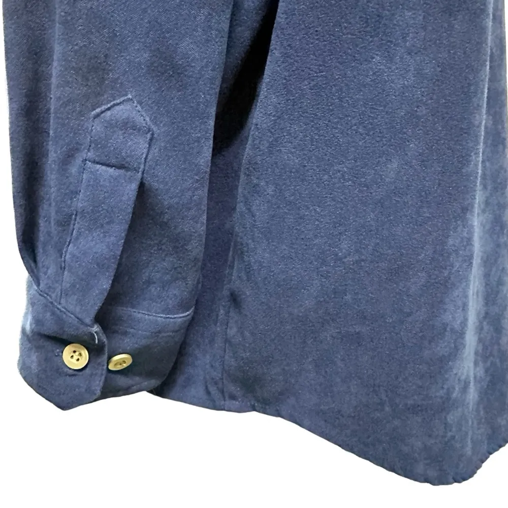 Mainstreet Blues Faux Suede Satin Lined Button Up Long Sleeve Shirt Plus Size 1X Blue - Image 7