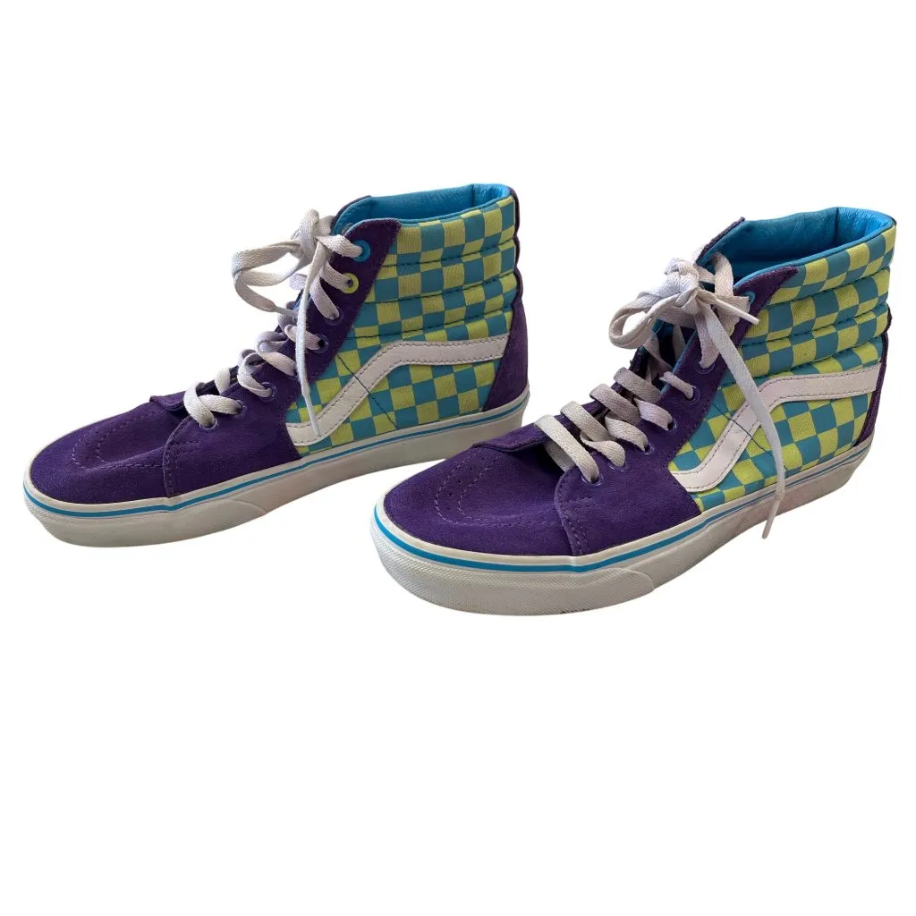 Vans unisex Sk8 Hi Purple Green Checkerboard Sneaker Sz 9 SKU 8997 - Image 3