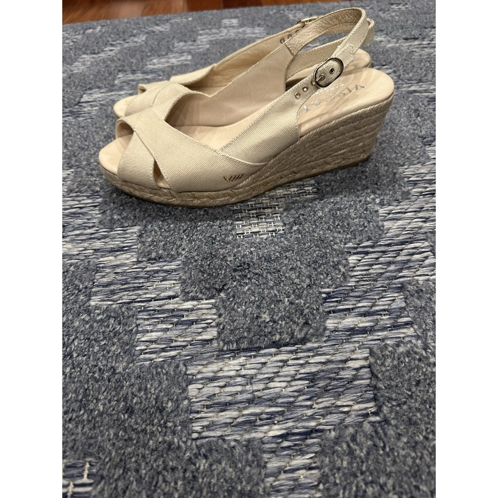 VISCATA Barcelona Canvas High Heel Wedge Sandals EU41/US10?? Open Toe Espadille Size 10 - Image 5