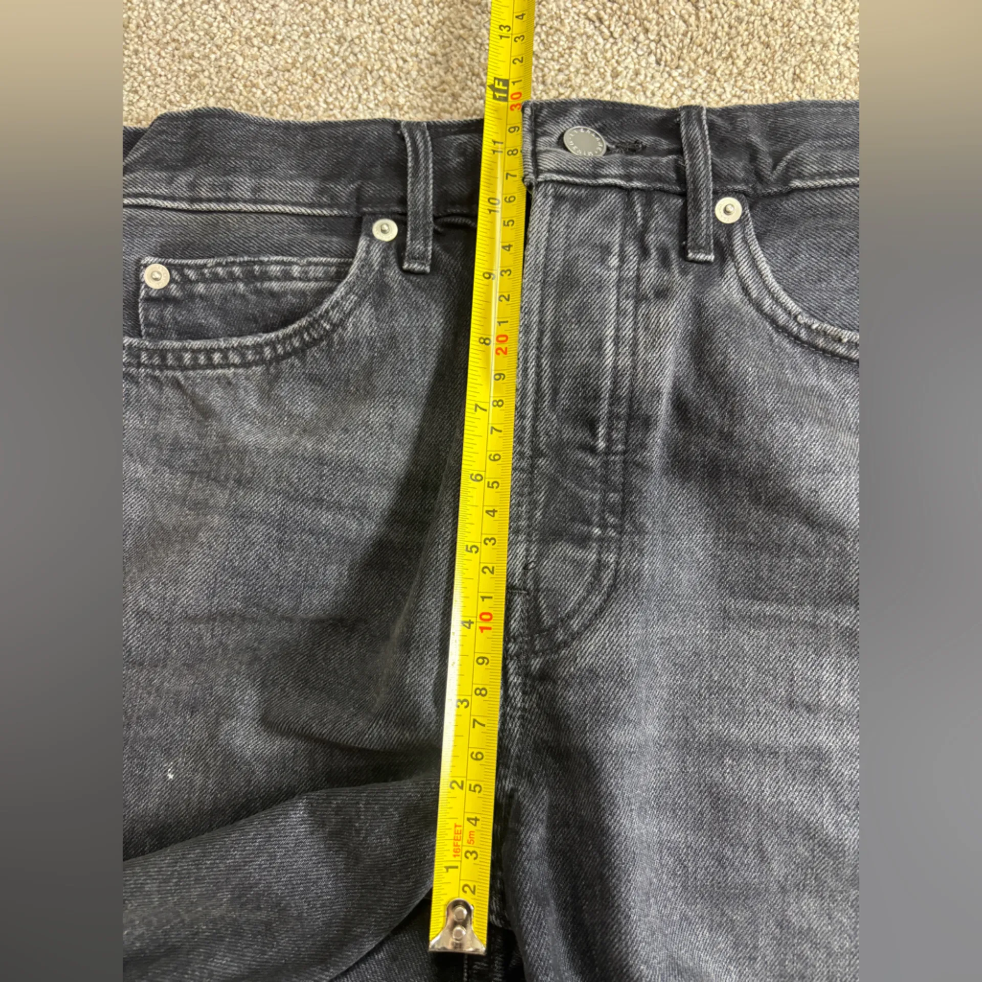 Everlane The Rigid Way High Denim Jean Short High Rise Button Fly 26 Black Wash - Image 5