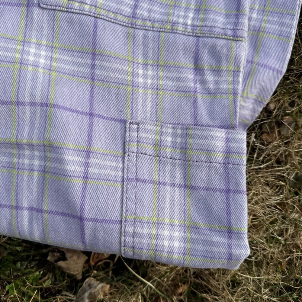 H&M Divided Purple and White Plaid Straight Low Cargo Pants - Image 2