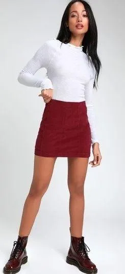 FREE PEOPLE Modern Femme Wine Red Mini Skirt - Image 2