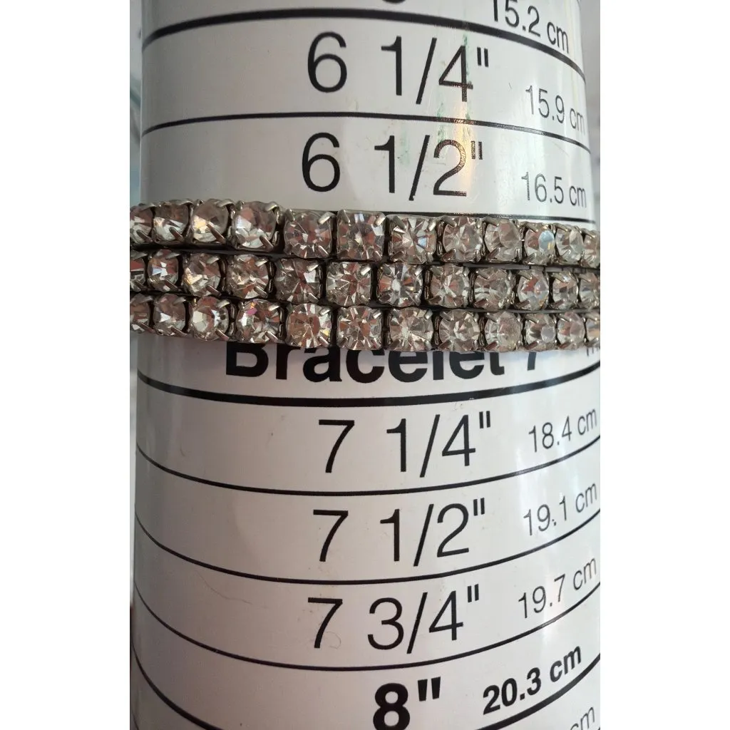 Vintage Lot of 3 Silver Tone Cut Crystal Rhinestone Stretch Bracelets Estate - Image 5