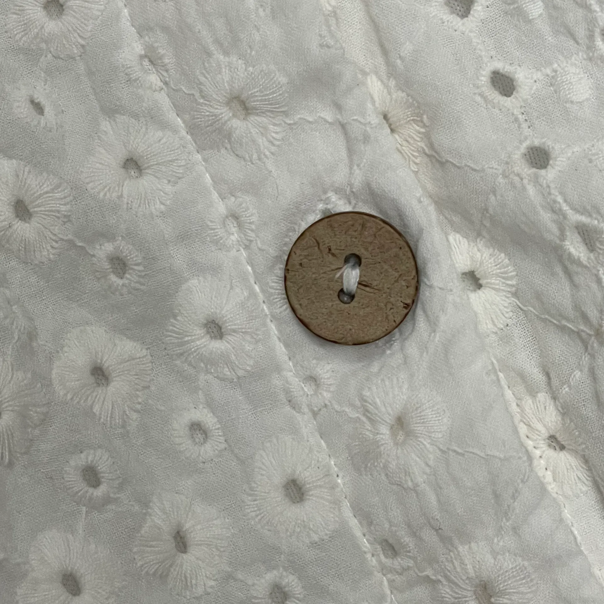 June and Hudson  Midi Dress White Eyelet Boho Button Front Cap Sleeve With Ties 1 - Image 8