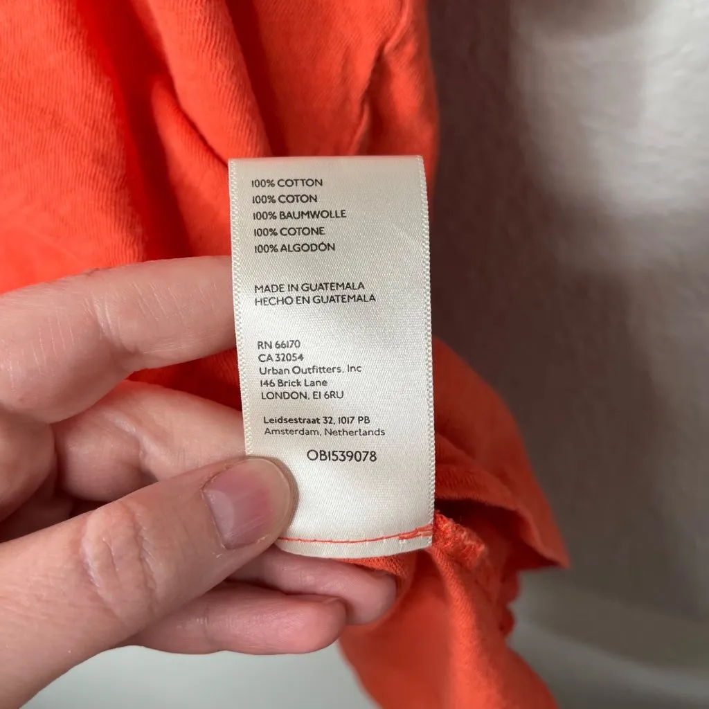 Pilcro Anthropologie Womens Ruffle Sleeve Orange Cotton Tunic Top Size M - Image 4