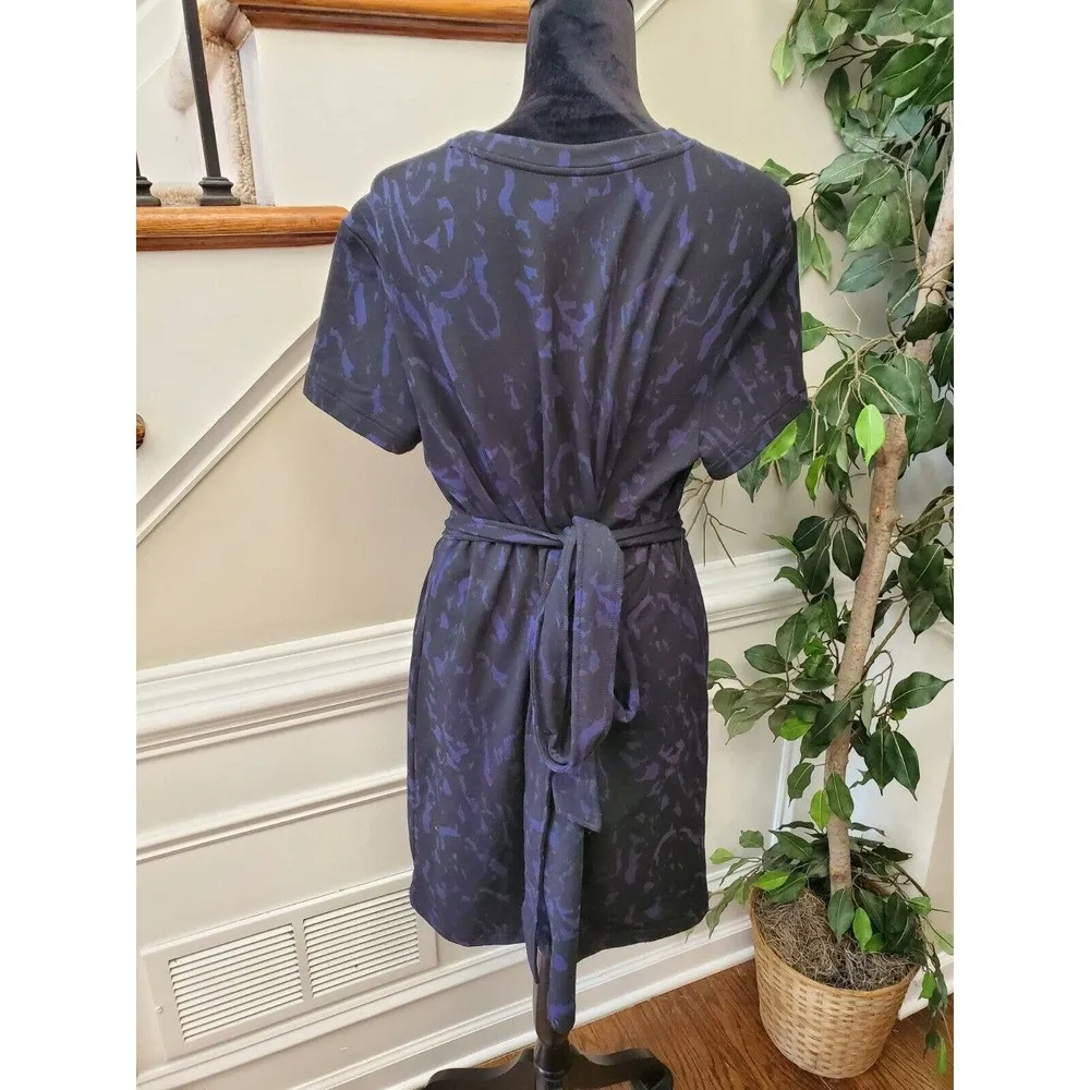 Limited Women's Black & Blue Cotton Round Neck Short Sleeve Knee Length Dress L - Image 7