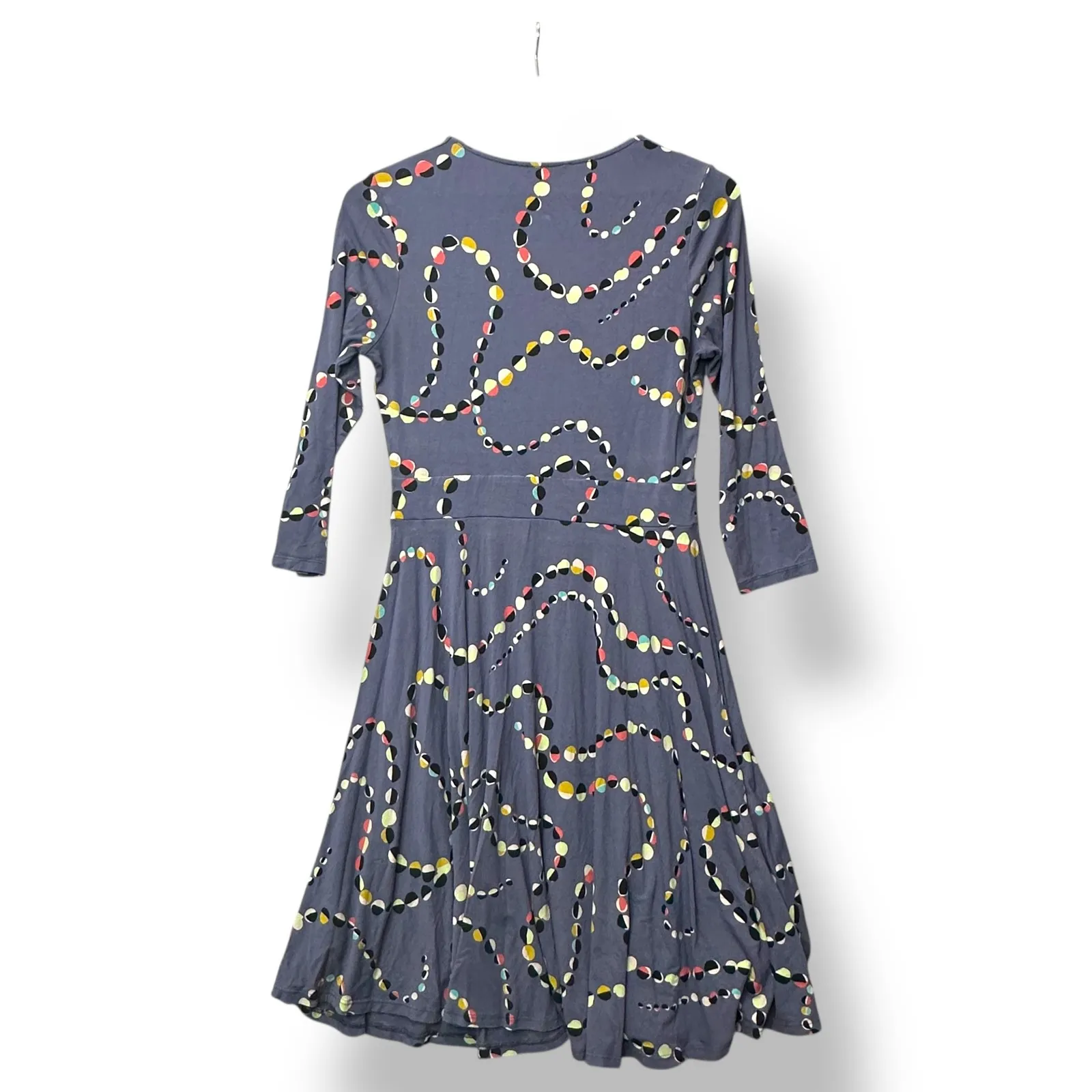 Boden Women's Dress US 10R Fit & Flare Jersey Knit Abstract Print Mod Retro Chic Blue Size 10 - Image 2