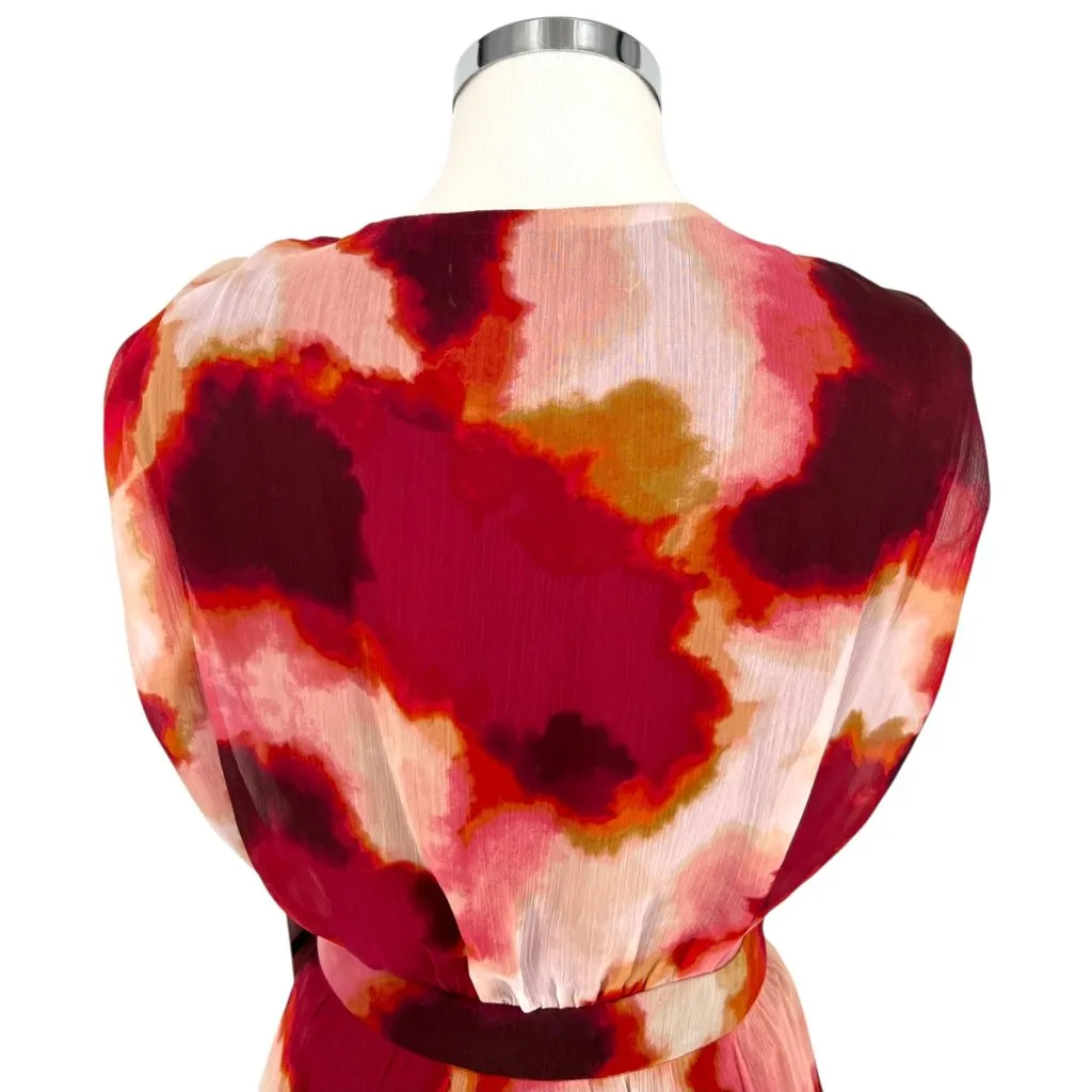 Taylor Printed Wrap Sleeveless Dress Red Pink Floral With Belt Size XL NWT - Image 6