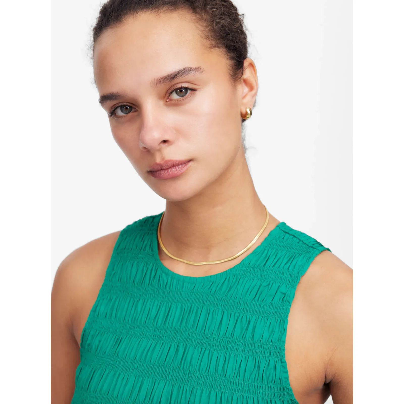 Madewell The Melody Bubble Hem Smocked Midi Dress Poplin Verdant Green Large NWT - Image 5