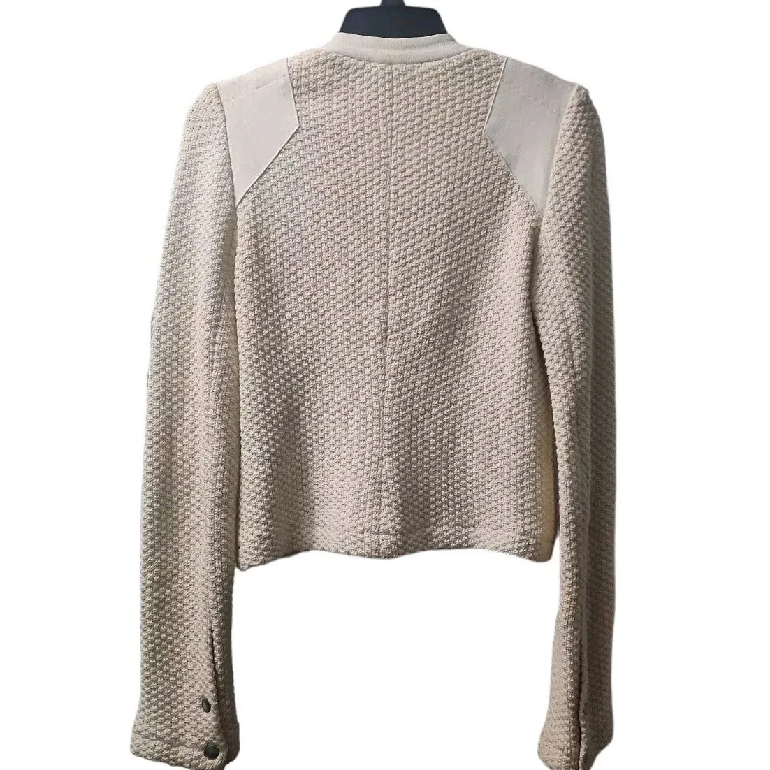 Waverly Grey Textured Knit Moto Jacket with Shoulder Detail - Image 2