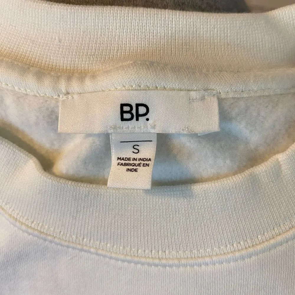 BP Women Ivory Green Topographic Topo Long Sleeve Crewneck Crop Sweatshirt Small - Image 5