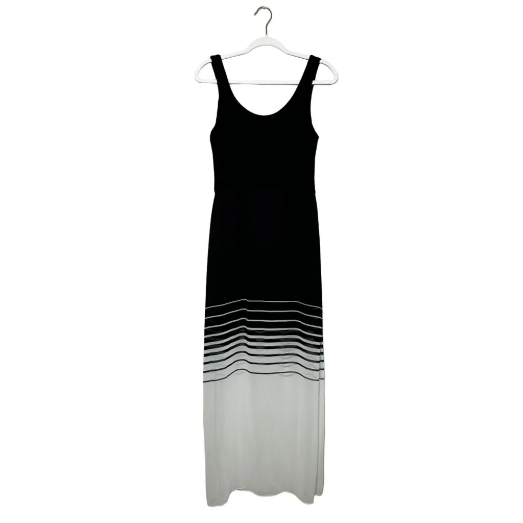 Vince Camuto Chiffon Overlay Tank Maxi Dress Size Medium Black White Sleeveless - Image 2