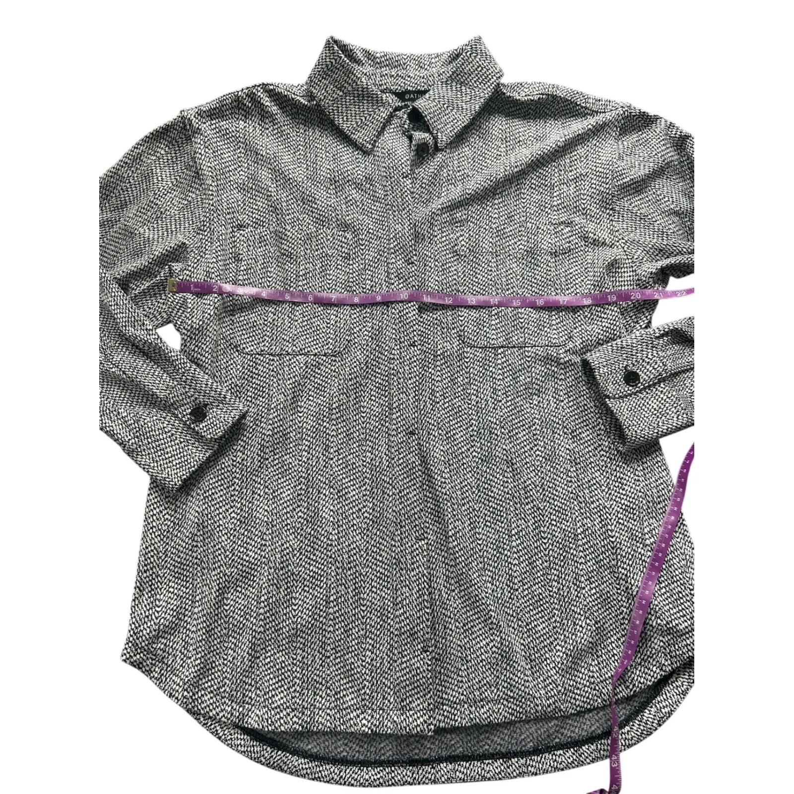 ATHLETA Braiden Textured Shacket Herringbone Black White Button Down Jacket Med - Image 6