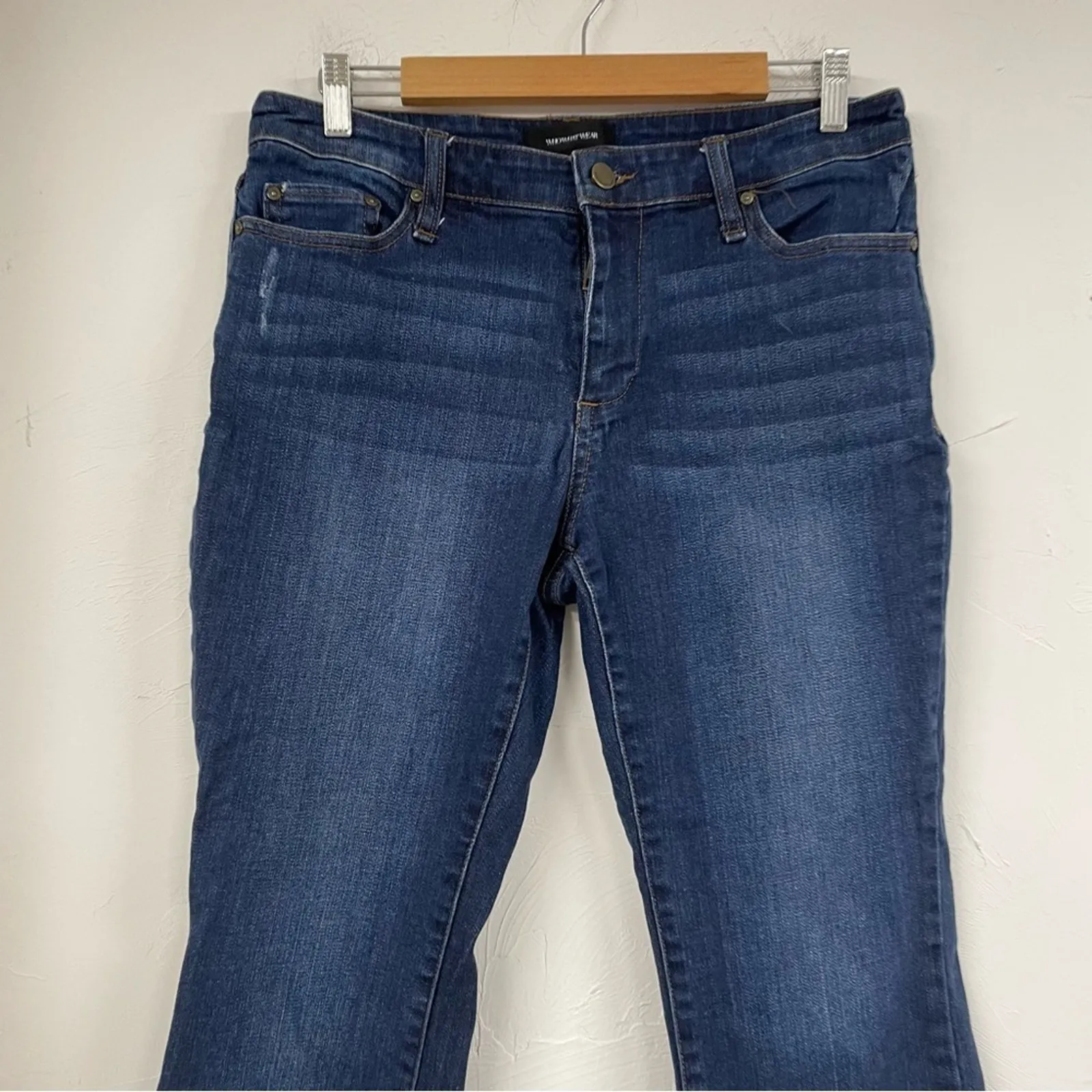 Who What Wear Dark Wash Straight Leg Jeans Women’s 10 Blue Denim Cropped - Image 2