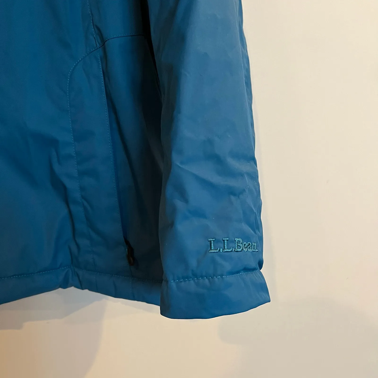 L.L. Bean Jacket Winter Warmer Jacket Coat Hooded Teal Blue Womens XL Petite - Image 3