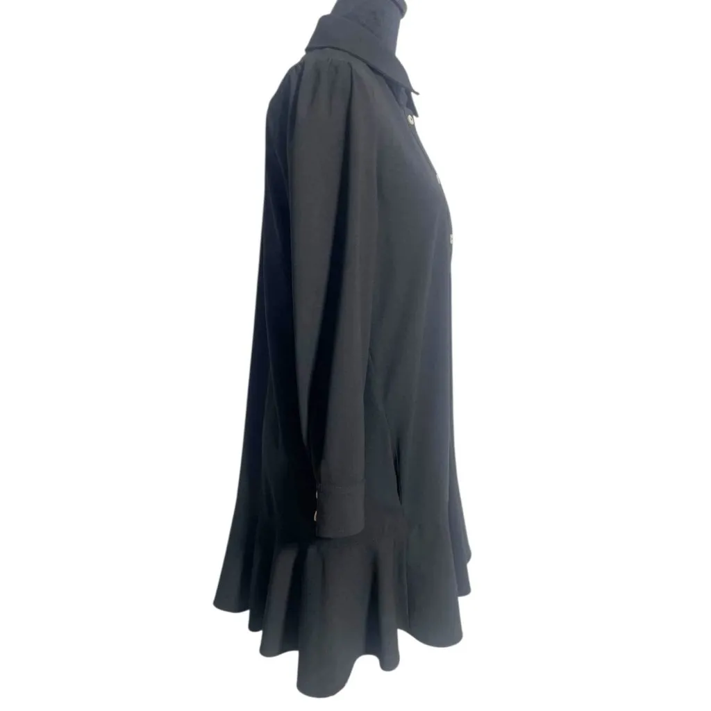 Tuckernuck Size XS  Black Crepe Callahan Shirt Dress  Pockets Collared - Image 5