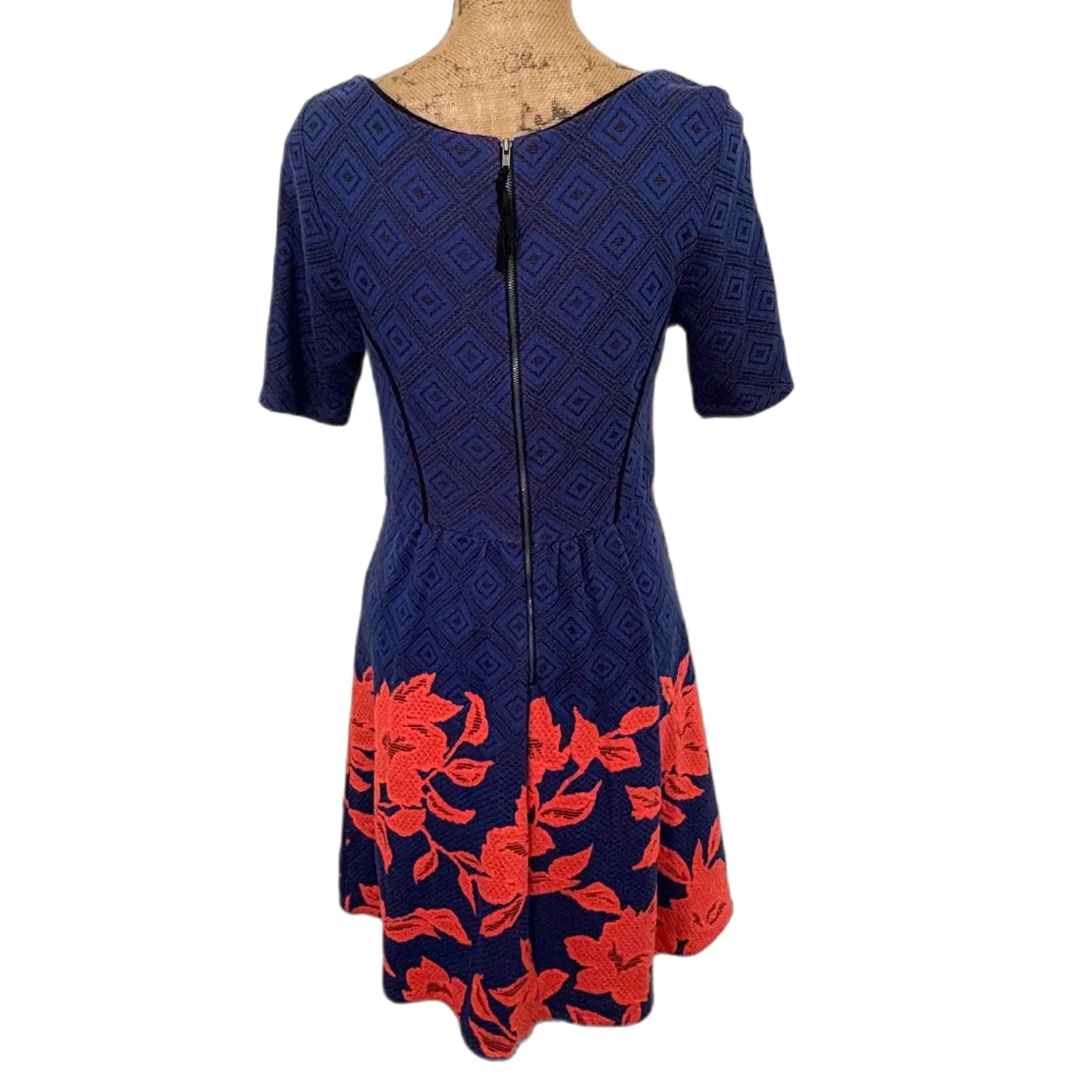 HD in Paris Blushed‎ Blooms Dress Fit & Flare Blue Coral Floral Size Medium - Image 5