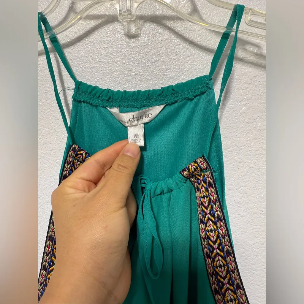 Charming Charlie, Elegant Teal Halter Maxi Dress - Image 3