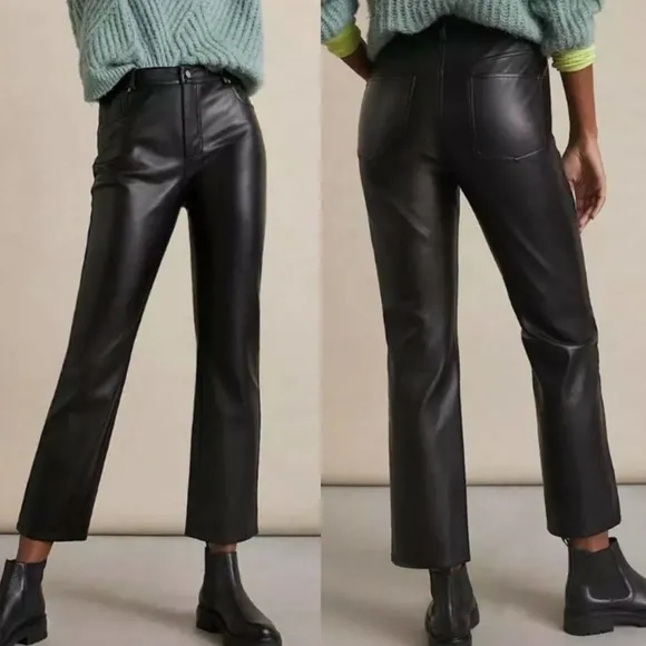 Avec Les Filles Anthropologie Lettie Straight Ankle Faux Leather Vegan Pants 6 - Image 2