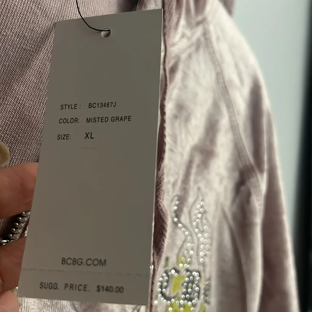 BCBGMAXAZRIA Pink Misted Grape Velour Tracksuit XL - Image 5