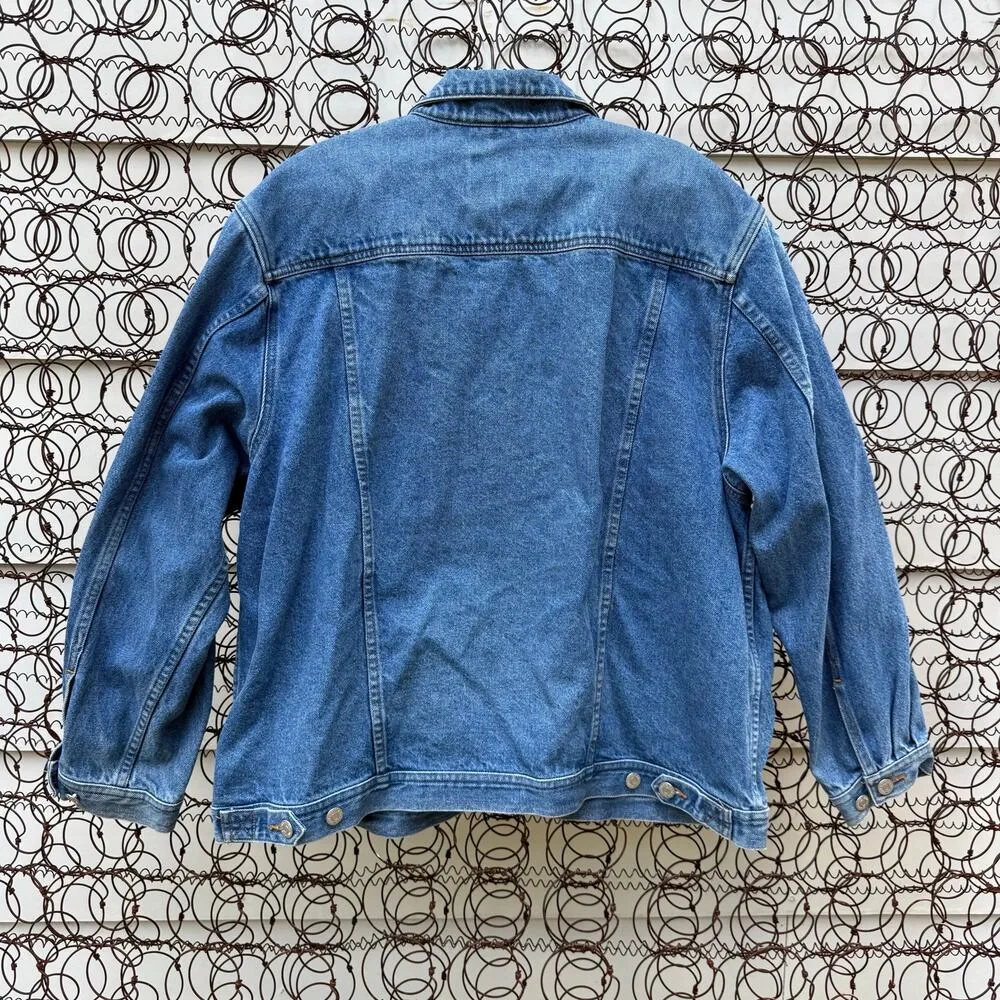 Vintage Y2K Eddie Bauer Jean Trucker Jacket Blue Denim Womens XXL gorpcore boho - Image 4