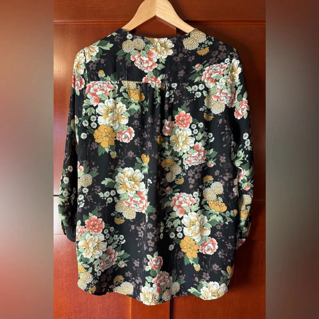 💚Sweet Rain Black Floral Sheer Blouse - Image 4