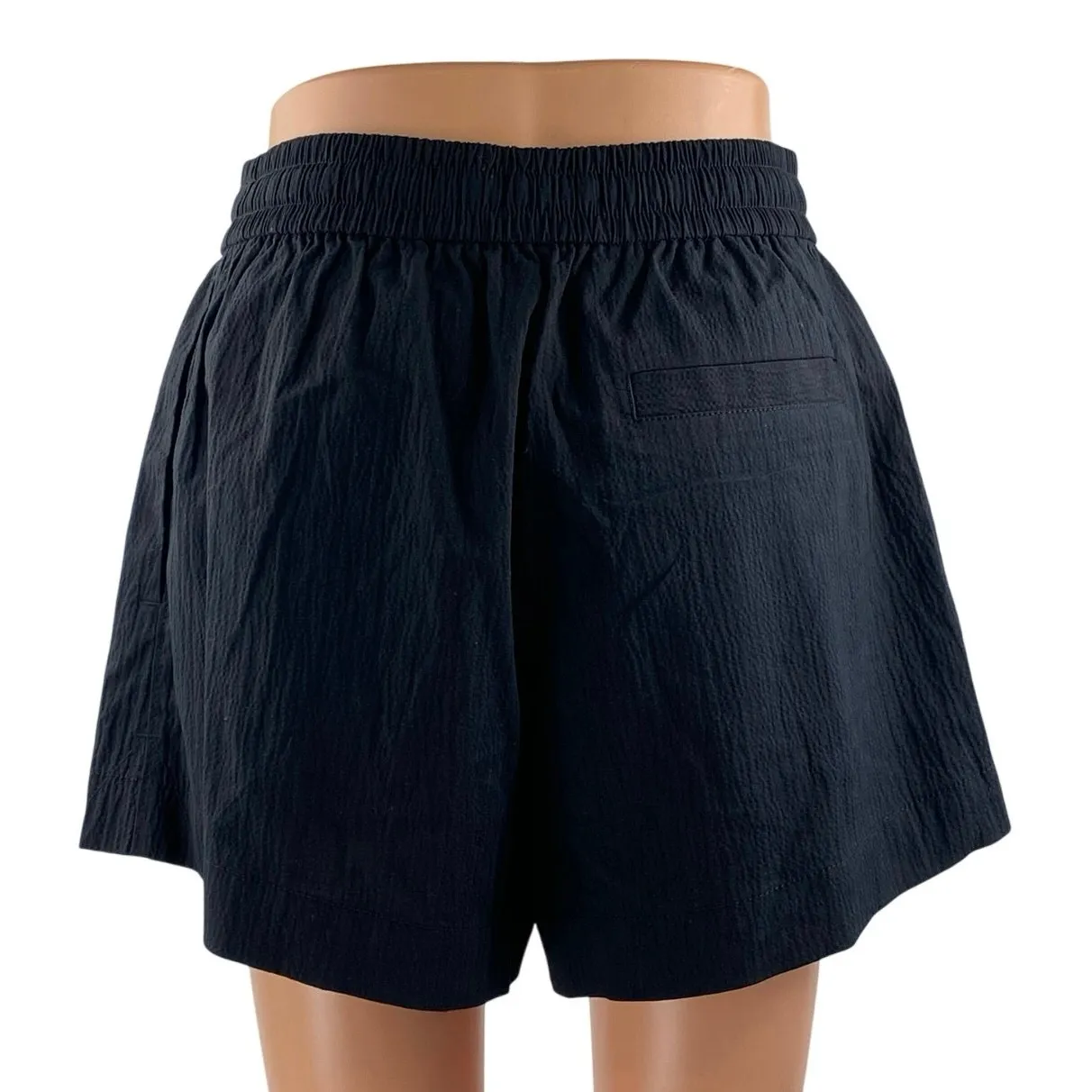 NEW Everlane The Seersucker Women's Black High Waisted Boxer Athletic Shorts S - Image 3