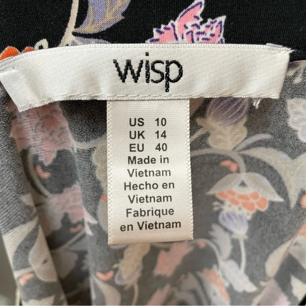 Wisp Dress Marnie Floral Black Pink Shift Size 10 Cut - Image 4